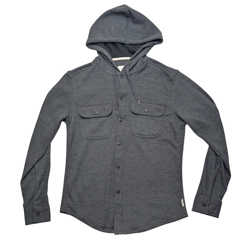 NWT American Eagle Hooded Button Down Mens Small Gray Super Soft‎ Waffle Knit